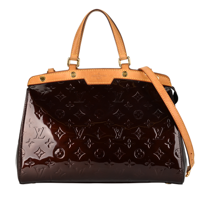 Brea MM, &pound;595, Handbags, Burgundy, Patent Leather, Front view